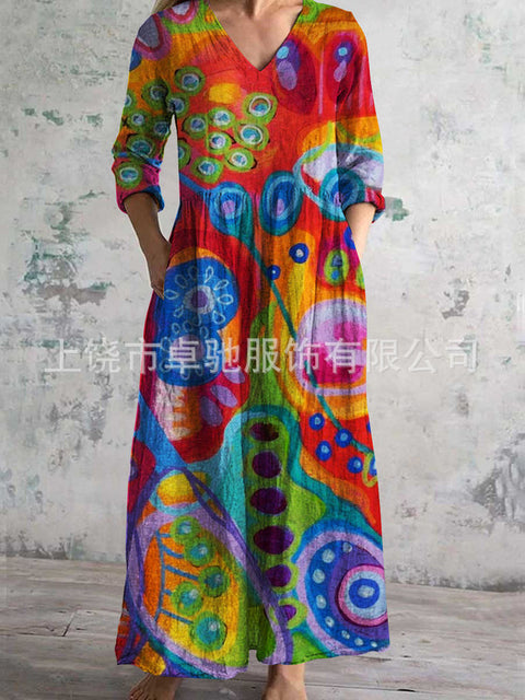 3D printing Amazon European and American summer casual loose long-sleeved dress m301729