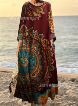 Printed Casual Loose Dress Women FF303188