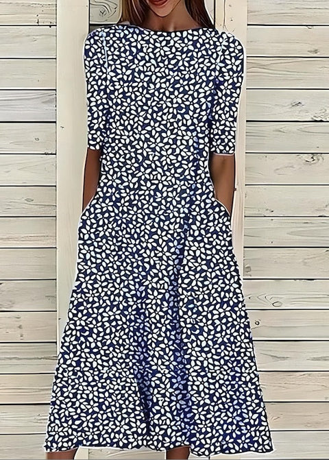 Up and down splicing pocket size printing large wide dress m302623-1