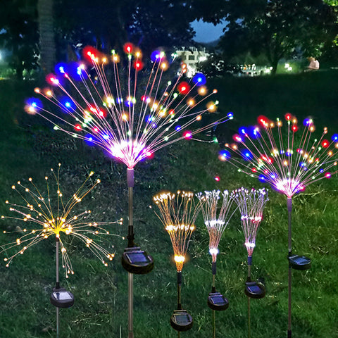 Fireworks, solar powered ground mounted dandelion string, outdoor waterproof m3331169