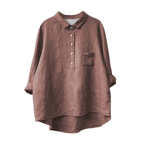 Long Sleeve Bamboo Linen Printing Fashion Versatile Lapel Shirt m301040