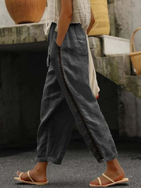 Linglong hemp digital printing trousers m303185
