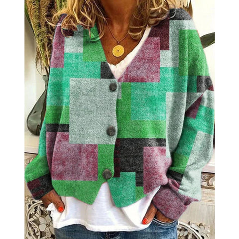 New Christmas abstract print casual cape jacket cardigan sweater m301665
