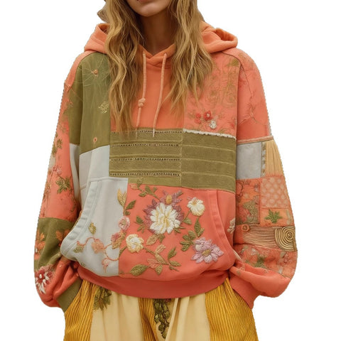 casual hooded long-sleeved pullover, regular digital printing women's sweater m303127