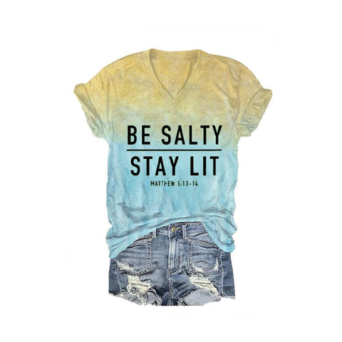 3D digital printing letter series women's V-neck short-sleeved T-shirt m301557