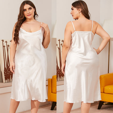 Ice silk nightdress women's summer one-piece swinging collar suspender loose loungewear m301494
