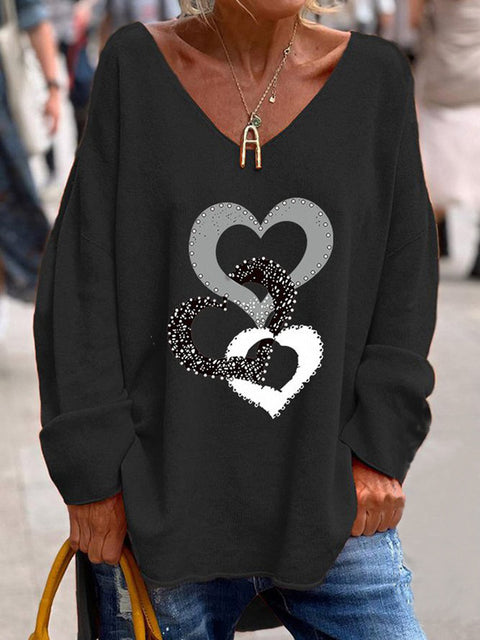 Large size split love dog 3D printing urban casual women's long T-shirt m301662