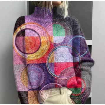 Christmas abstract print casual cape jacket cardigan m301686