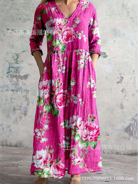 3D printing Amazon European and American summer casual loose long-sleeved dress m301729