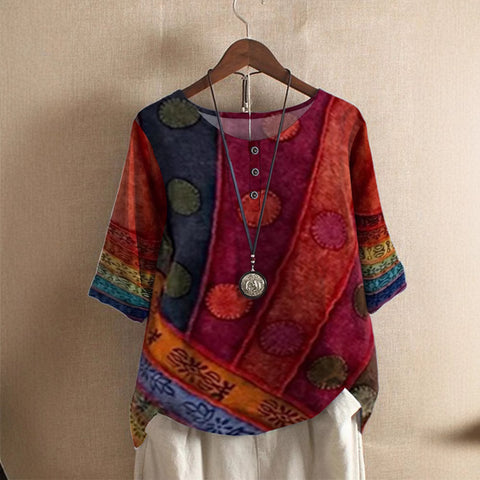 Women's loose fashion loose digital printing casual top m302002