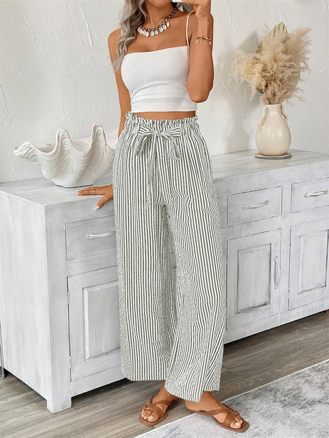 Striped casual elegant straight-leg pants for women m301455