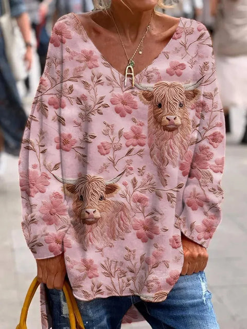 Large size split love dog 3D printing urban casual women's long T-shirt m301662