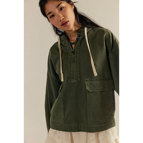 Fashion Loose Casual Wash Hooded Denim Long Sleeve Top m303253
