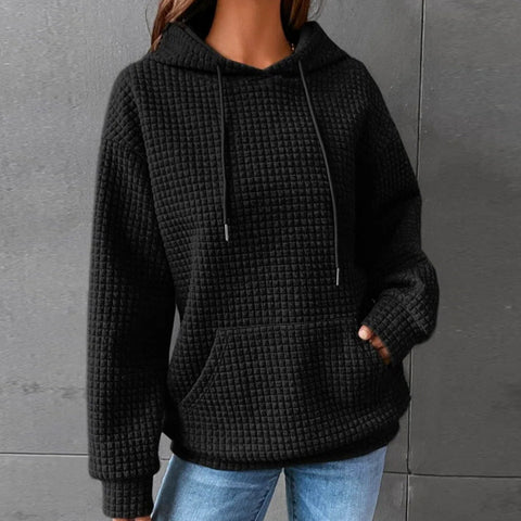 Loose pullover hooded long-sleeved sweater women's drawstring shoulder kangaroo pocket hoodie m301919