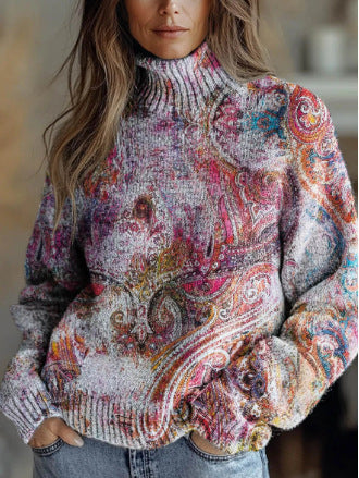 Christmas abstract print casual cape jacket cardigan sweater m302114