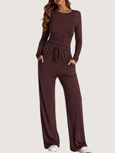 Casual suit women's long-sleeved wide-leg pants multi-occasion sportswear m301800