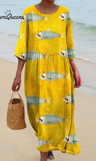 Floral pattern 3D personalized seven-point long-sleeved girls summer loose m301075