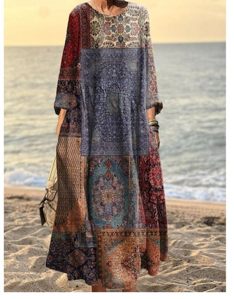 3D printed casual loose dress women m301278