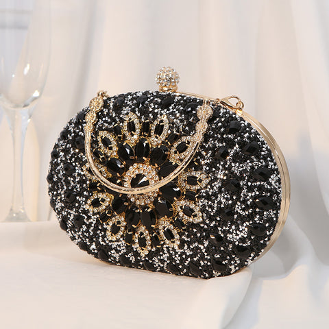 Handheld bag with alloy flower diamond inlaid diamond dinner bag m3331048