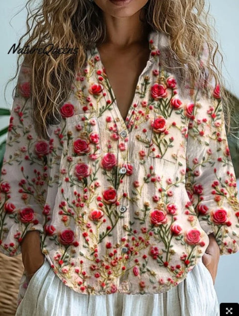 Top 3D Printed Hemp Fabric Shirt m303197