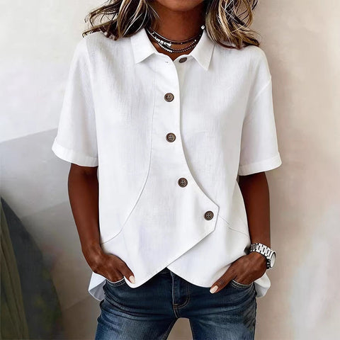 Ladies casual solid color irregular shirt m302626