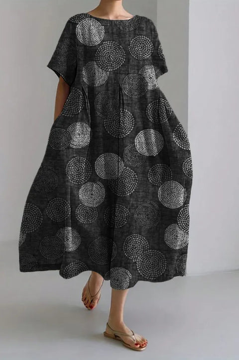 Loose new retro floral loose women's printed long dress m300916