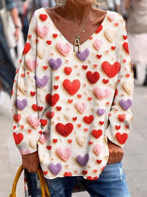 Large size split love dog 3D printing urban casual women's long T-shirt m301662