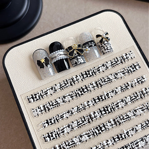 Xiaoxiangfeng fabric art nail art sticker niche three-dimensional relief with adhesive nail decorative sticker YT4181 m3331203