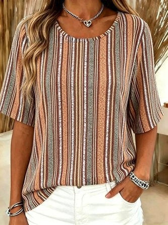 T-shirt ample pour femme, col rond, modèle m303073-4
