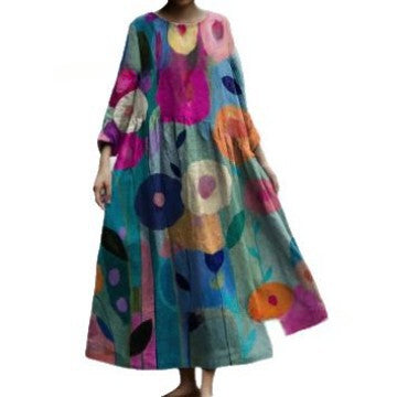 3D printed casual loose dress women m301278