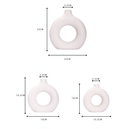 Circled ceramic vase ornament, living room flower arrangement, m33311014