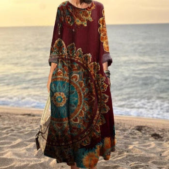 3D printed casual loose dress women m301278