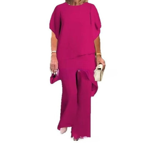 Temperament chiffon solid color loose irregular fashion suit m301710