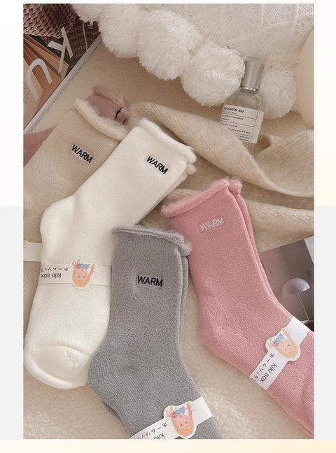 Embroidered snow socks, children's mid length socks, pure cotton autumn and winter floor long socks, m1915010464