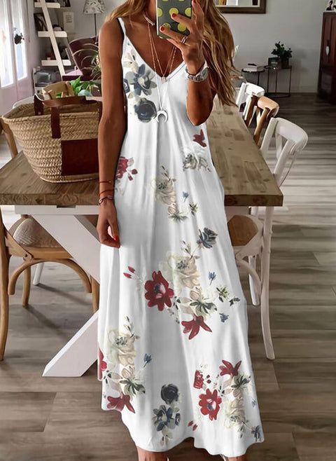 Floral Slip Camisole Neckline Maxi A line Dress m161503273 (5720083)
