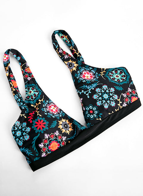 Polyester Halter Color Block Bikinis Swimwear m147183067 (5723765)