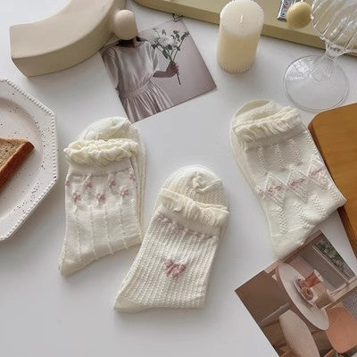 White lace socks, children's mid length socks m1915010461