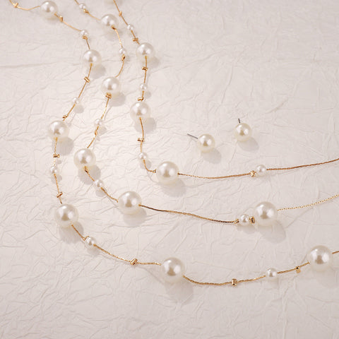 Light luxury pearl multi-layer necklace elegant small fragrance design m1915010512