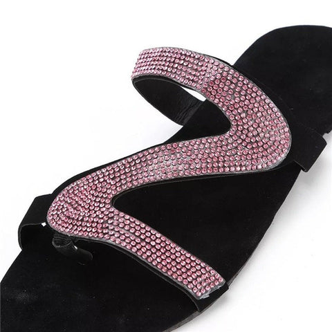 Diamond sandals summer flat bottomed casual open toe Roman women's slippers m1915010640