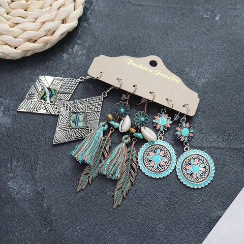 Bohemian ethnic style long earrings m1915010447